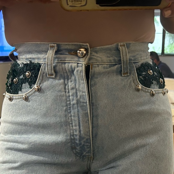 VTG 90’s CACHE amazing fit Lightwash Sequin mom 4 6 - Picture 13 of 15